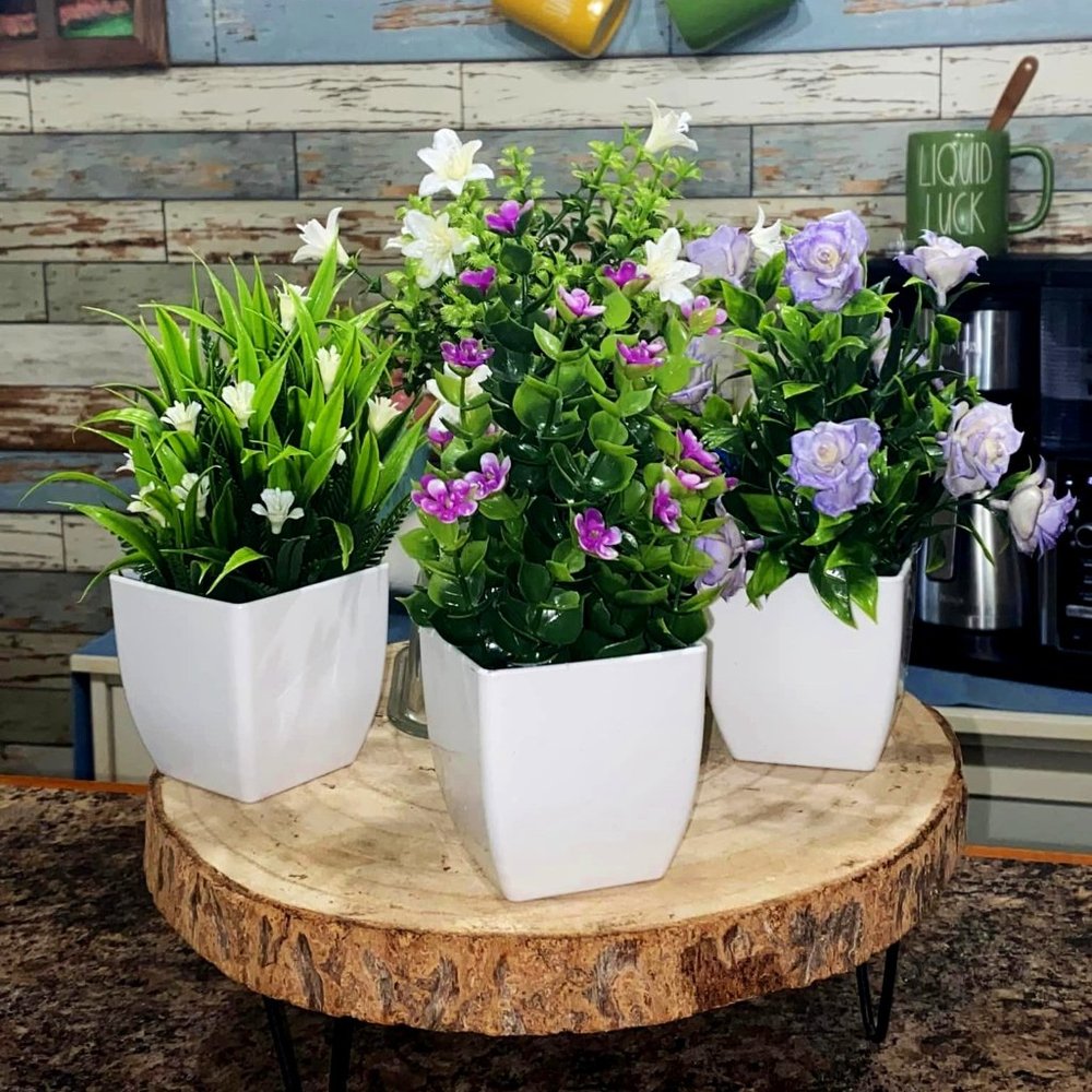 Faux Flowers 4-Piece Set Home Décor